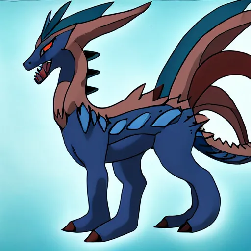 Image similar to a mixture of dialga and ponyta, Pokemon