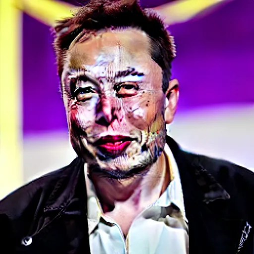 Prompt: Elon Musk wearing a purple spiked mohawk, highly detailed, high quality, HD, 4k, 8k, Canon 300mm, professional photographer, 40mp, lifelike, top-rated, award winning, realistic, sharp, no blur, edited, corrected, trending