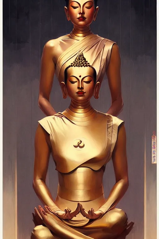 Image similar to buddhism, futurism, taoism, painting by greg rutkowski, j. c. leyendecker, artgerm