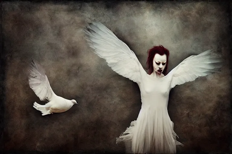 Prompt: when doves cry. photography by brooke shaden