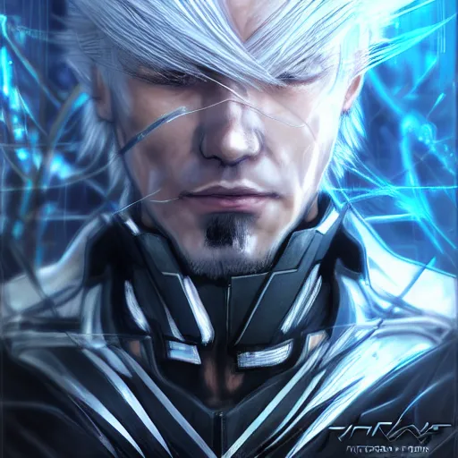 Image similar to portrait of raiden from metal gear rising, anime fantasy illustration by tomoyuki yamasaki, kyoto studio, madhouse, ufotable, comixwave films, trending on artstation