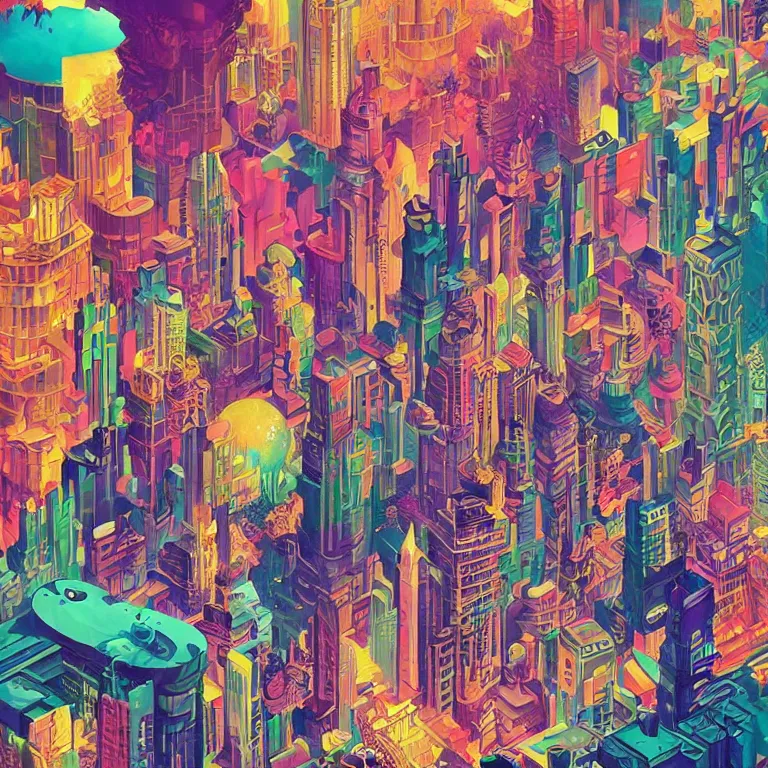 DMT City by Jonathan Zawada, jeremiah ketner and | Stable Diffusion