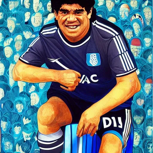 Image similar to painting of diego maradona very detailled, by artgem, botticelli and victo ngai