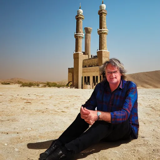 Image similar to james may on a trip to mecca, 4 k image