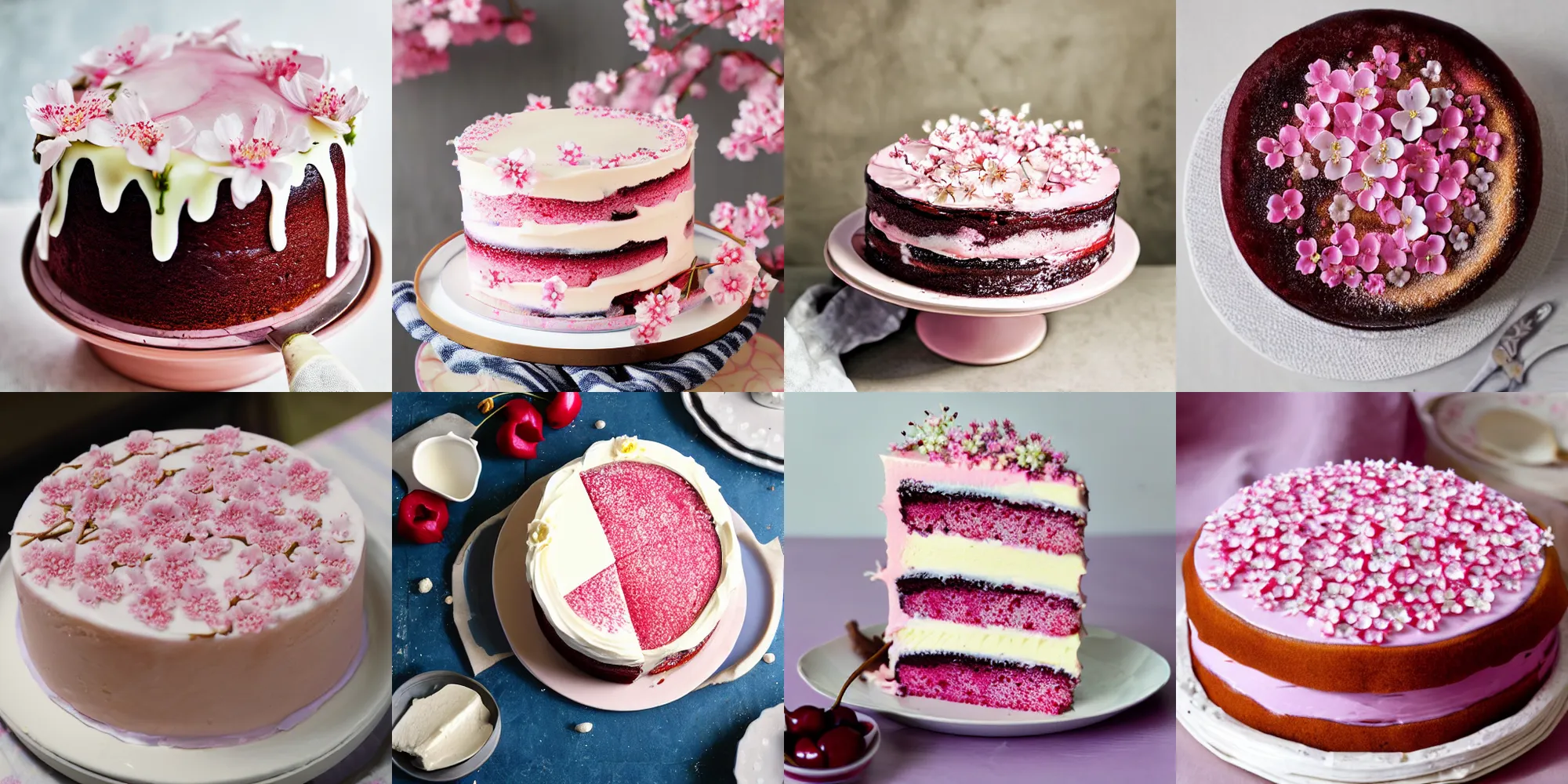 Prompt: photo of cherry blossom cake, recipe, 8k,