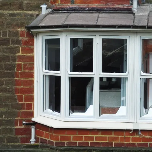 Prompt: builders inspecting and discussing single sash window