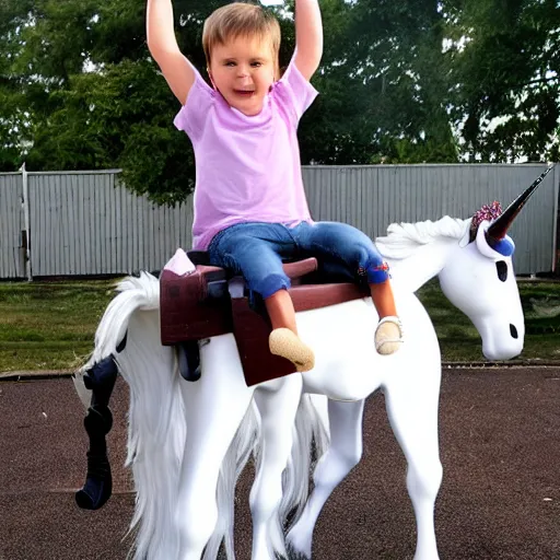 Image similar to ctuhulhus and tom cruises son riding an unicorn