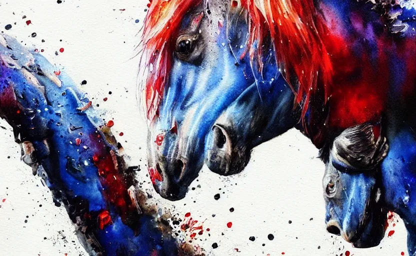 Image similar to a painting of pepsihorse trending on artstation in the style of greg rutkowski, 3 d, watercolor, beautiful, horse, pepsi, fluid