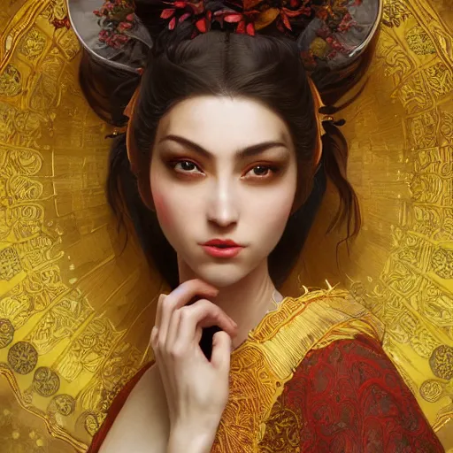 Image similar to a photorealistic dramatic fantasy render of a beautiful woman pelin baynazoglu wearing a beautiful intricately detailed japanese monkey kitsune mask and clasical japanese kimono by wlop, artgerm, greg rutkowski, alphonse mucha, epic, beautiful dynamic dramatic dark moody lighting, shadows, cinematic atmosphere, artstation, concept design art, octane render, 8 k