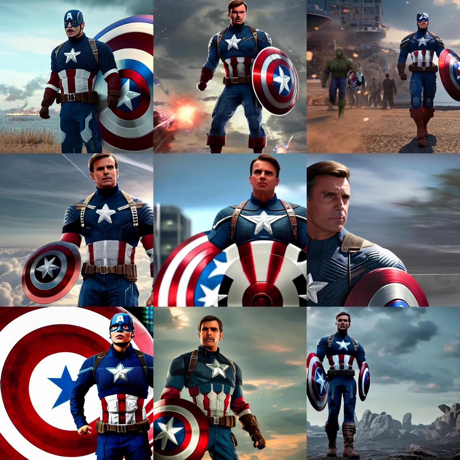 Prompt: A still of Jair Messias Bolsonaro as Captain America on Avengers Endgame, award winning photo, unreal engine, highly detailed features