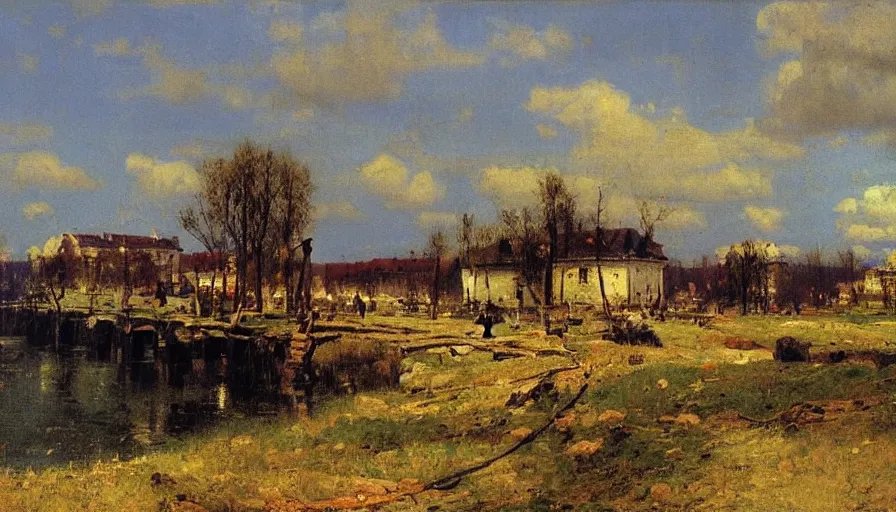 Prompt: matte painting of a beautiful russian village, by ilya repin,