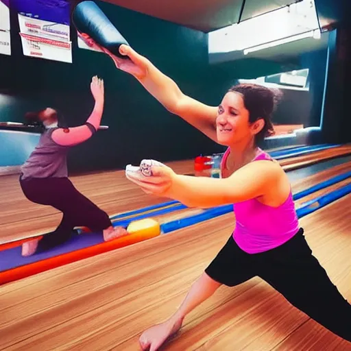 Prompt: “hot yoga teacher championship winning bowling games with joycon remotes from the comfort of her home, toxic personality traits, gets aggressive when no one applauds, hyper realistic, high pixel, more detail, vibrant colors okay”