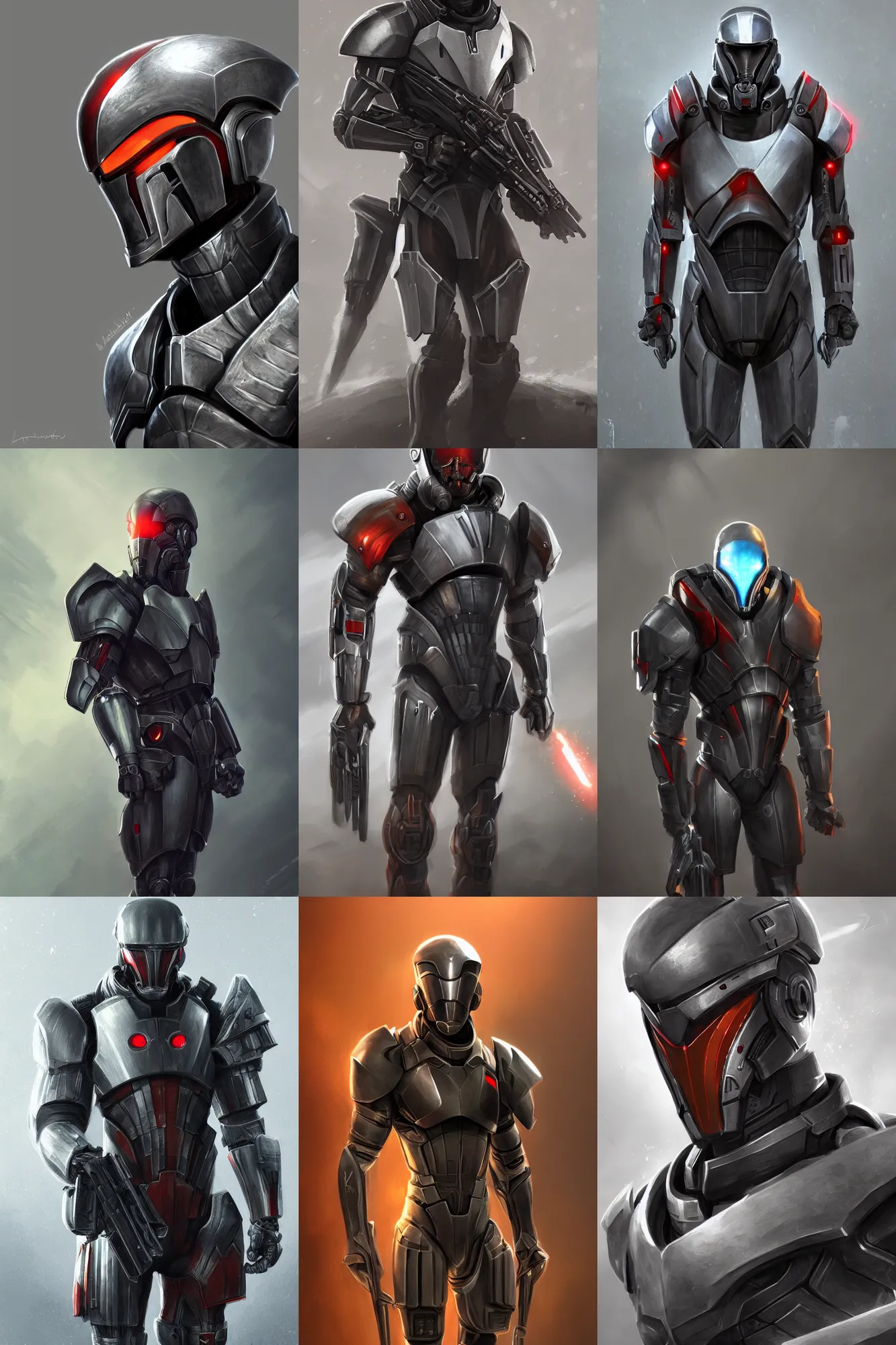Prompt: Ultrarealistic illustration an intimidating soldier, male, helmet, cyborg, mass effect, sci-fi fantasy, elegant, highly detailed, digital painting, artstation, concept art