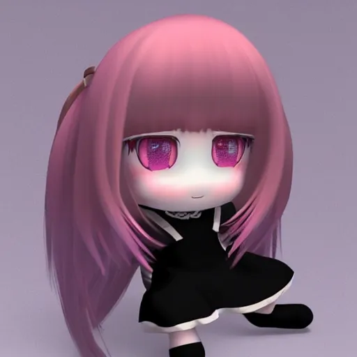 Image similar to cute fumo plush of a girl who has had it up to here, vray