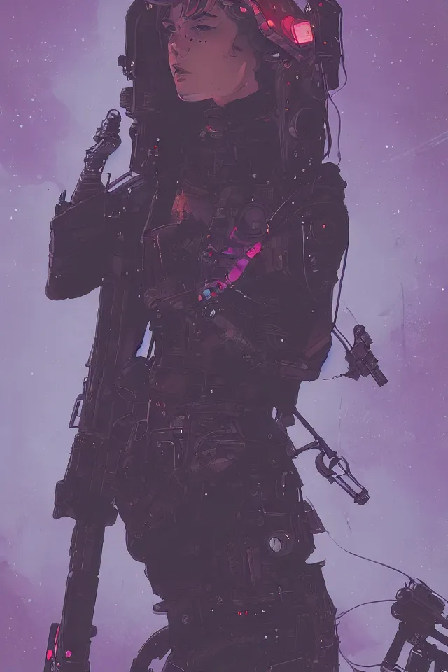 Image similar to very detailed, prophet graphic novel, ilya kuvshinov, rutkowski, simon roy, james jean, illustration of a cyberpunk military woman, colorful, deep shadows, astrophotography