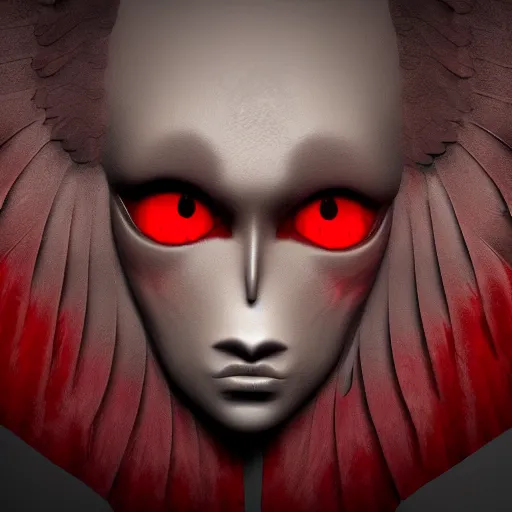 Image similar to dark shadow abstract humanoid with wings and red eyes high quality highly detailed photo realistic 8 k