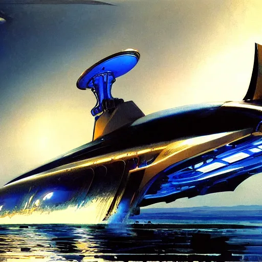 Image similar to robotic cyborg high fantasy robert mccall - orca submarine concept art by john berkey, futuristic, digital art trending on artstation