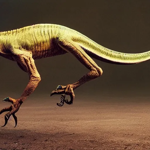 Image similar to velociraptor photographed by Annie Leibovitz