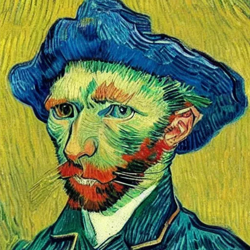 Prompt: van gogh painting of an anthropomorphic cat