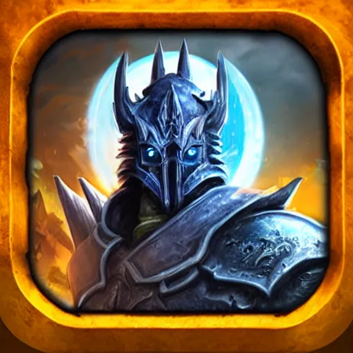 Image similar to world of warcraft lich king profile picture with large chin