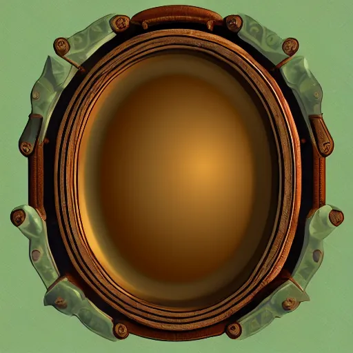 Prompt: an ornate bronze oval frame for a fantasy computer game, ui element