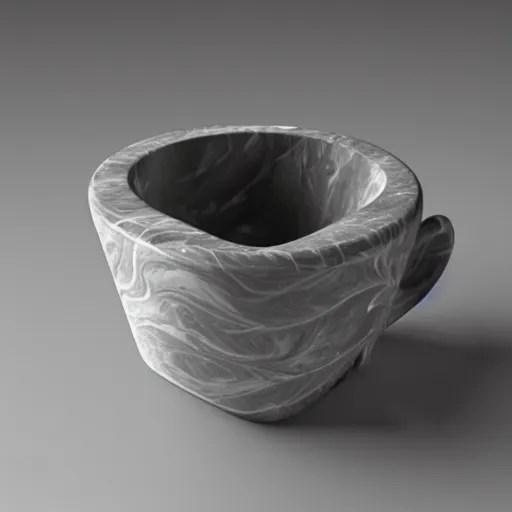 Prompt: a pestel shaded marble sculpture of leaf textured coffee cup by Zaha Hadid , 3d architecture, masterpiece