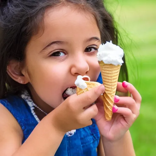 Image similar to photo of little girl eating an ice cream