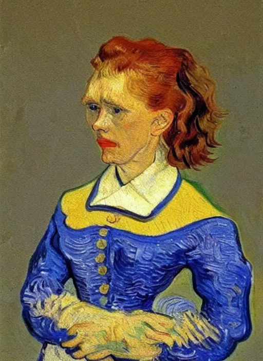 Prompt: lifelike oil painting portrait of belle by van gogh