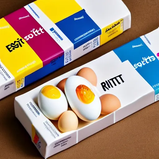 Image similar to Ritter Sport with egg flavour, product shot, packaging, photo