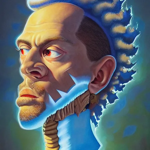 Image similar to lucky mohawk projector portrait by gaston bussierre and charles vess and james jean and erik jones and rhads, inspired by rick and morty, epic, funny, huge scale, beautiful fine face features, intricate high details, sharp, ultradetailed