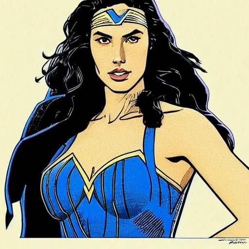 Image similar to “ gal gadot retro minimalist portrait by jean giraud, moebius starwatcher comic, 8 k ”