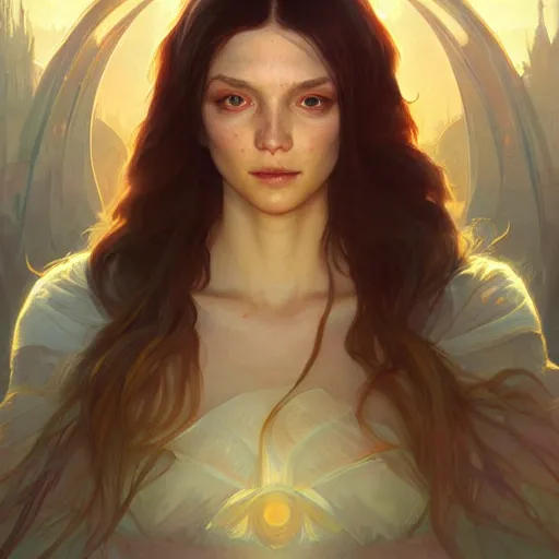 Image similar to aurora, child of light, highly detailed, digital painting, artstation, concept art, smooth, sharp focus, illustration, Unreal Engine 5, 8K, art by artgerm and greg rutkowski and alphonse mucha