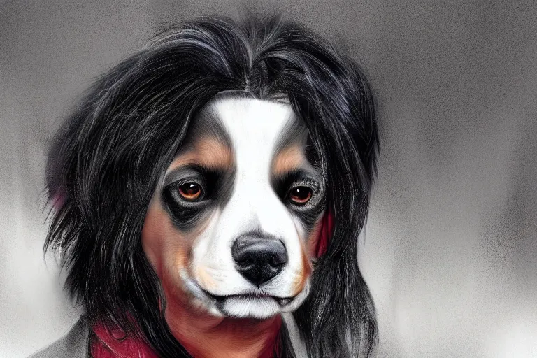 Image similar to michael jackson as a dog, portrait, digital art,