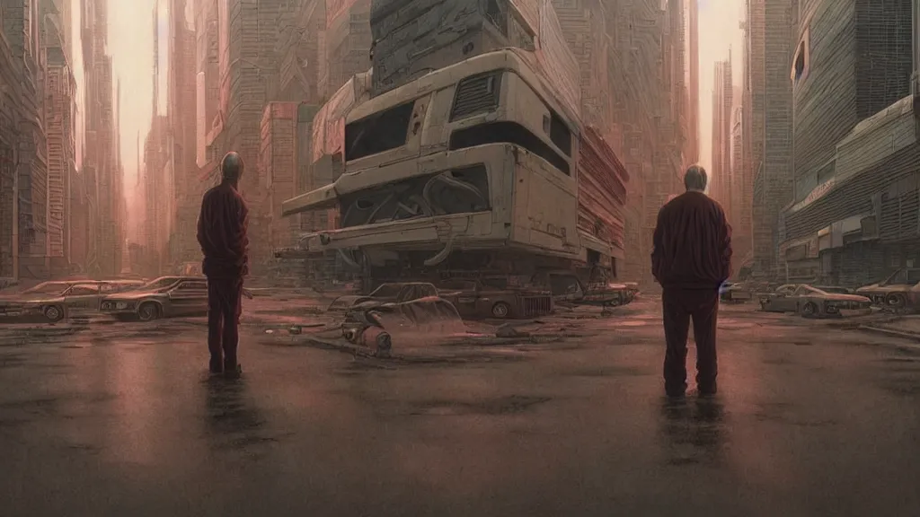 Image similar to realistic aesthetic highly detailed photography of characters in akira scene, characters with hyperrealistic highly detailed faces. from akira by katsuhiro otomo and and denis villeneuve and gregory crewdson style with many details by mike winkelmann and vincent di fate in sci - fi style. volumetric natural light hyperrealism photo on dsmc 3 system