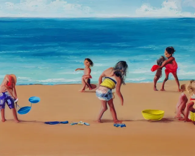 Image similar to children playing at the beach, cdx