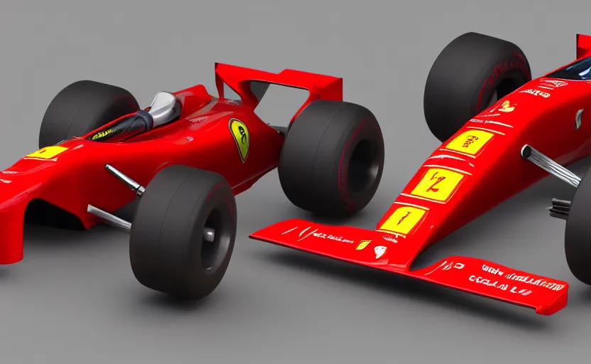 Image similar to retro futuristic ferrari formula 1 car inspired by f 1 2 0 2 1 concept and ferrari 6 4 3, modeled in blender, rendered with octane,