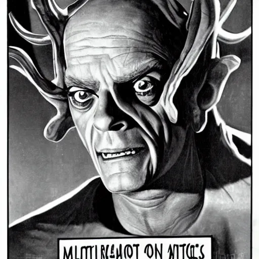 Image similar to Christopher Lloyd as Satan in retro science fiction by Kelly Freas (1960)