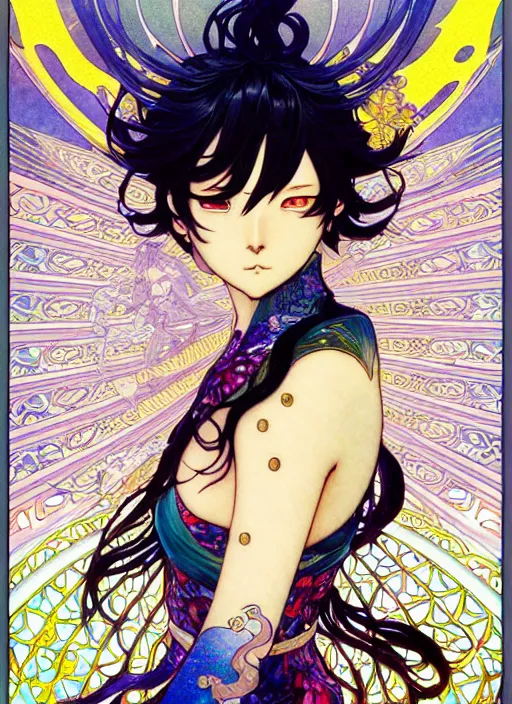 Prompt: exquisite imaginative creature manga poster art of demon slayer, pearlescent, shimmering, reflective, rim light, detailed background, by kojima ayami, shigenori soejima. takeshi obata, alphonse mucha, jump comics, illustration, artstation, concept art, highly detailed, colorful, maximalist