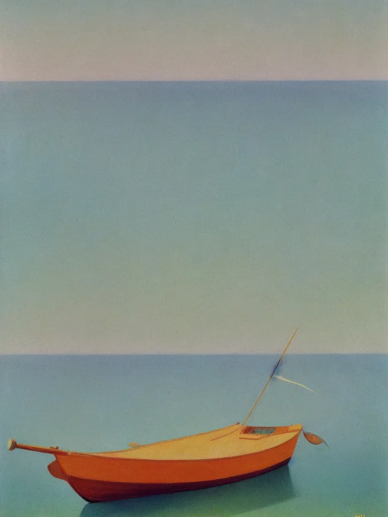 Image similar to a neo retro poster a boat near dune du Pilat, australian tonalism, pale gradients design, matte drawing, clean and simple design, outrun color palette. painted by Morandi, Agnes Pelton