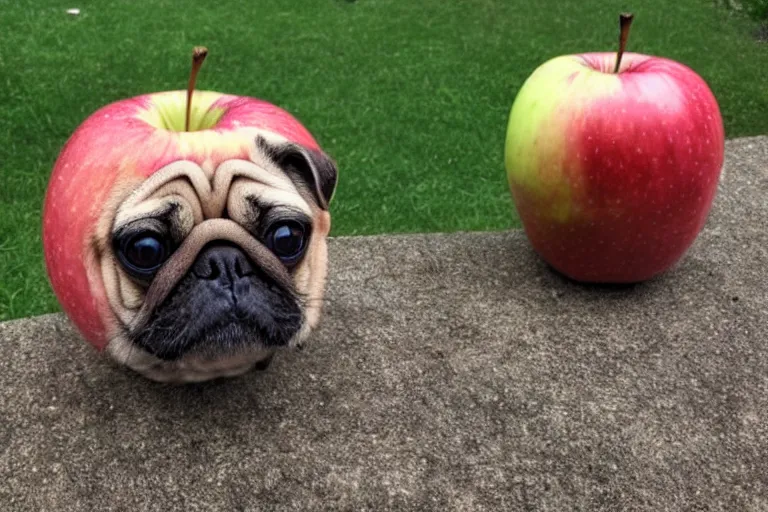 Prompt: apple that looks like a pug