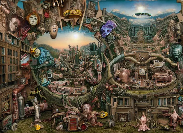 Prompt: the war multiverse, lowbrow, matte painting, 3 - d highly detailed, in the style of mark ryden,