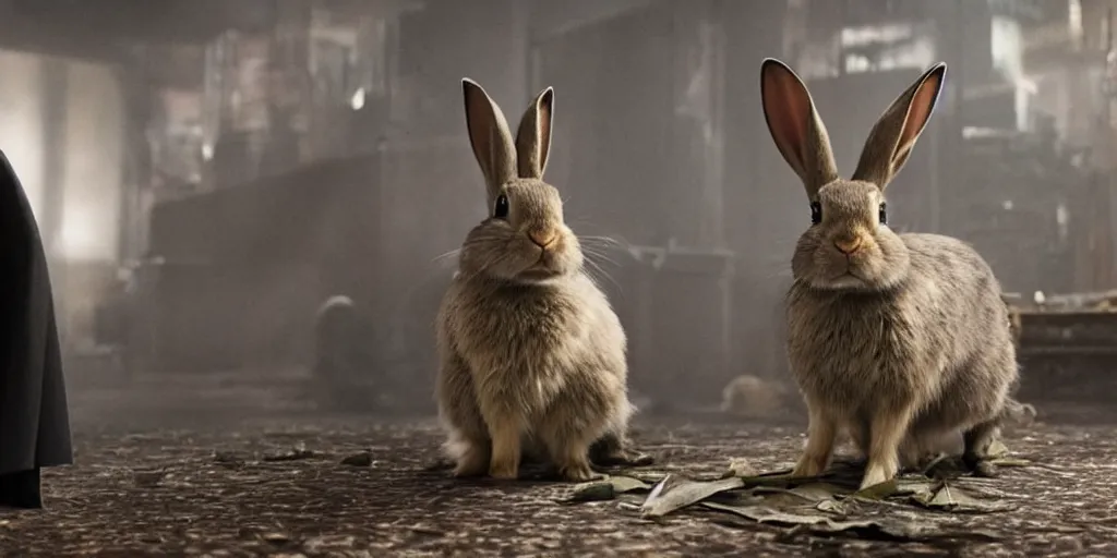 Image similar to a rabbit in the movie the batman from 2 0 2 2, screenshot