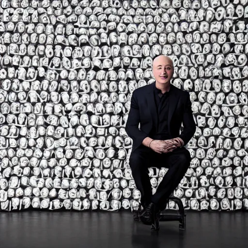 Prompt: jeffrey bezos sitting on a throne made of skulls, brutal, professional photography, artistic cinematography, ultra detailed, backlighting, sinister, laughing, mist, beautiful, 8k, lovely, trending, clear