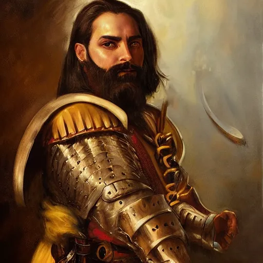 Image similar to spanish conquistador portrait, by Jesper Justin Gerard