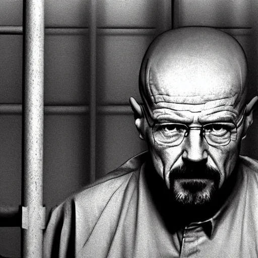 Image similar to Walter White in prison 4K quality super realistic