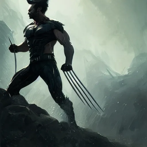 Image similar to portrait of Wolverine, Ablation Armor, amazing splashscreen artwork, splash art, head slightly tilted, natural light, elegant, intricate, fantasy, atmospheric lighting, cinematic, matte painting, by Greg rutkowski