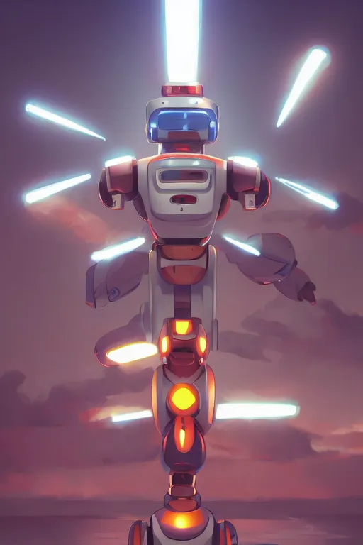 Image similar to metabots medabots medarotto medarot robot minimalist comics, behance hd by jesper ejsing, by rhads, makoto shinkai and lois van baarle, ilya kuvshinov, rossdraws global illumination ray tracing hdr radiating a glowing aura