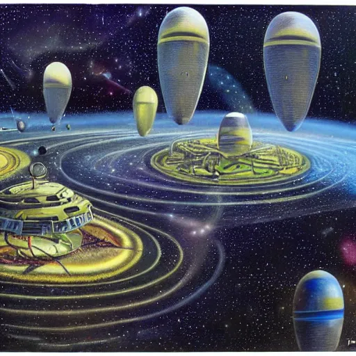 Image similar to spacy colony by don Davis, on canvas