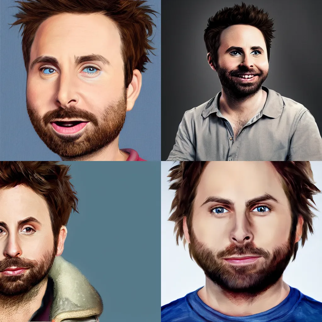 Prompt: HD realistic portrait of Charlie Day