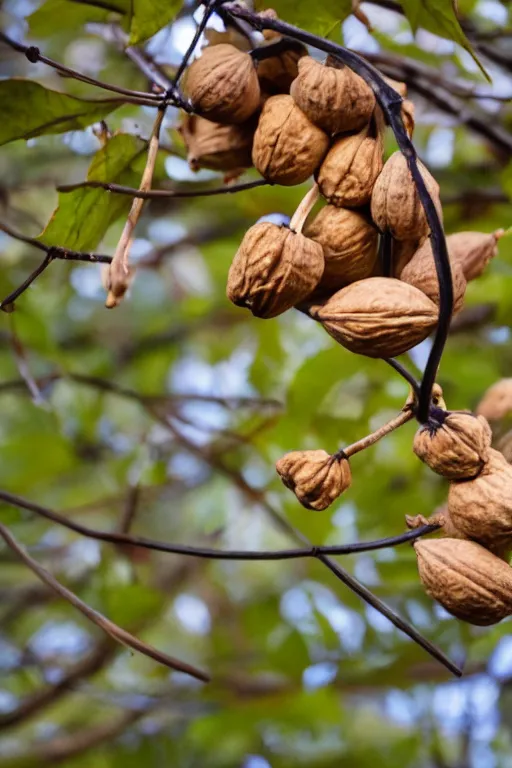 Prompt: Walnuts dropping. Acorns forming. Spiders spinning.